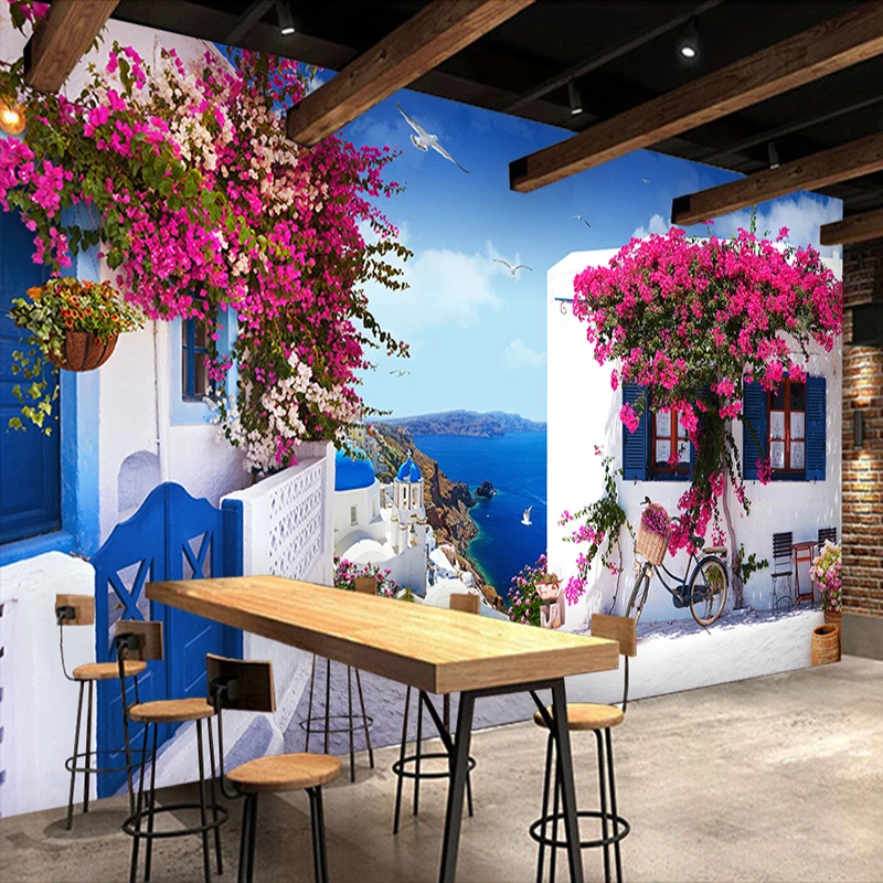 Zeegezicht Rose Foto Aangepaste Muurschildering Behang 3D Cafe Restaurant Romantische Achtergrond Behang Home Decor Papel De Parede 3D