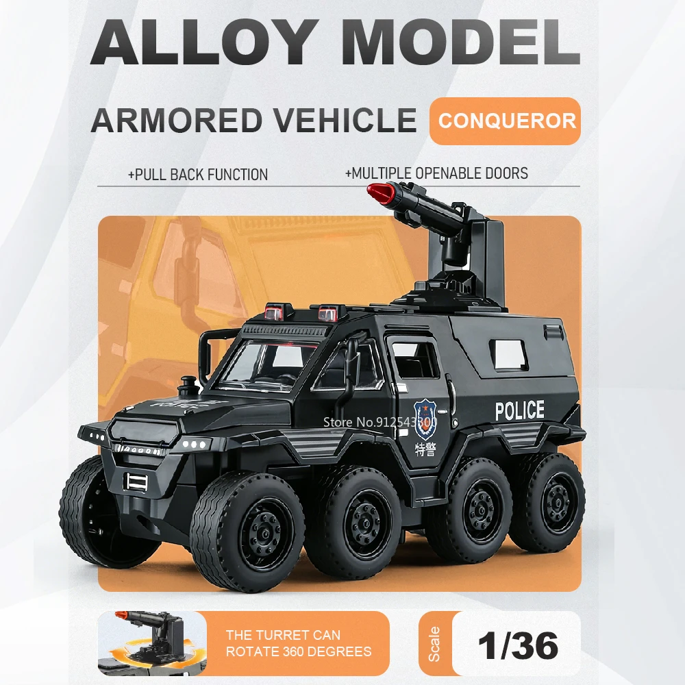 

1:36 Conqueror Cullinan Off-road Car Model Toy Metal Body Sound Light Pull Back Armored Vehicles Models Boys Decorative Ornament