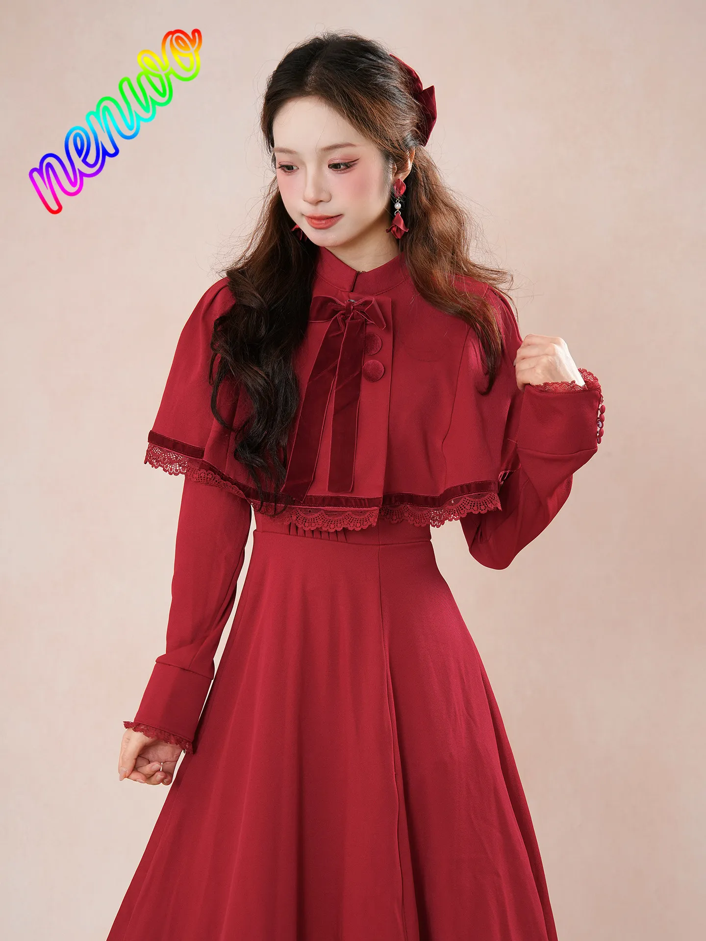 

Готический стиль Лолита, темный академический стиль Лолита, комплект из 2 предметов: шикарный плащ + пышное платье, новый дизайн, винтажный облегающий крой Y2K, элегантные наряды