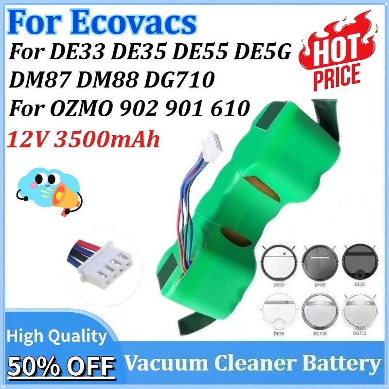 Новый обновленный аккумулятор для пылесоса 12 В, 3500 мАч для Ecovacs Deebot DE33 DE35 DE55 DE5G DM87 DM88 DG710 для OZMO 902 901 610