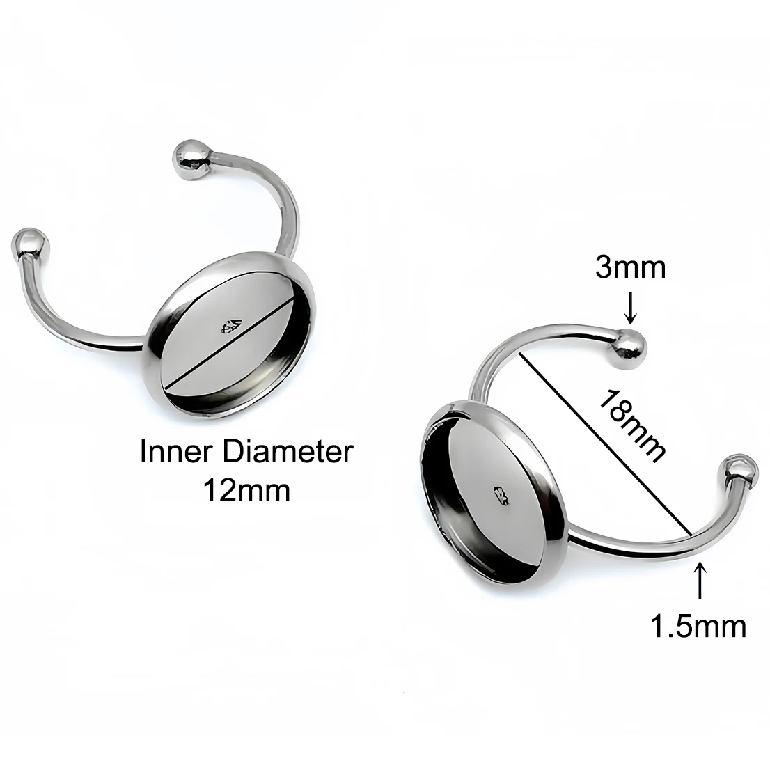 5/10 Stück 6-20mm Edelstahl Verstellbare Ringfassungen Leere Basis Glas-Cabochon-Knöpfe Fassungen Kameo DIY Schmuckherstellung – Detail 2