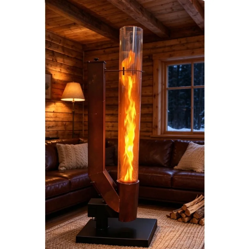 Rocket furnace Household heating  Outdoor camping Portable integrated glass heating furnace Stainless  pellet
