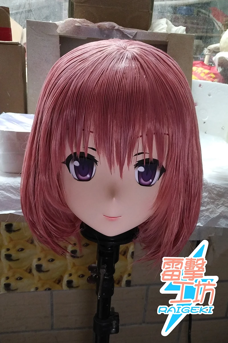 (RG9195)Customize Full Head Female/Girl Resin Japanese Animegao Cartoon Character Crossdress Cosplay Kigurumi Doll Mask