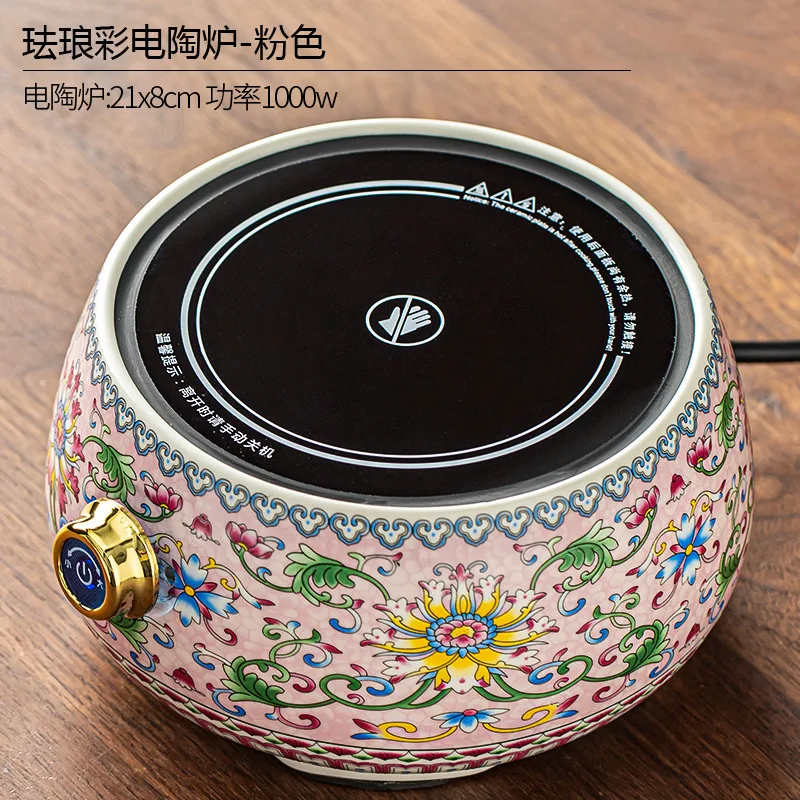 

Enamel lotus teapot, electric porcelain stove cover, glass teapot, household Chinese heat-resistant large capacity kettle GN123