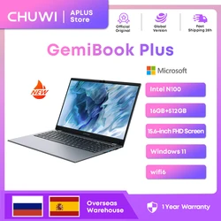 Notebook CHUWI GemiBook Plus Laptop Intel N100 Graphics for 12th Gen 1920*1080P 8GB RAM 256GB SSD 15.6