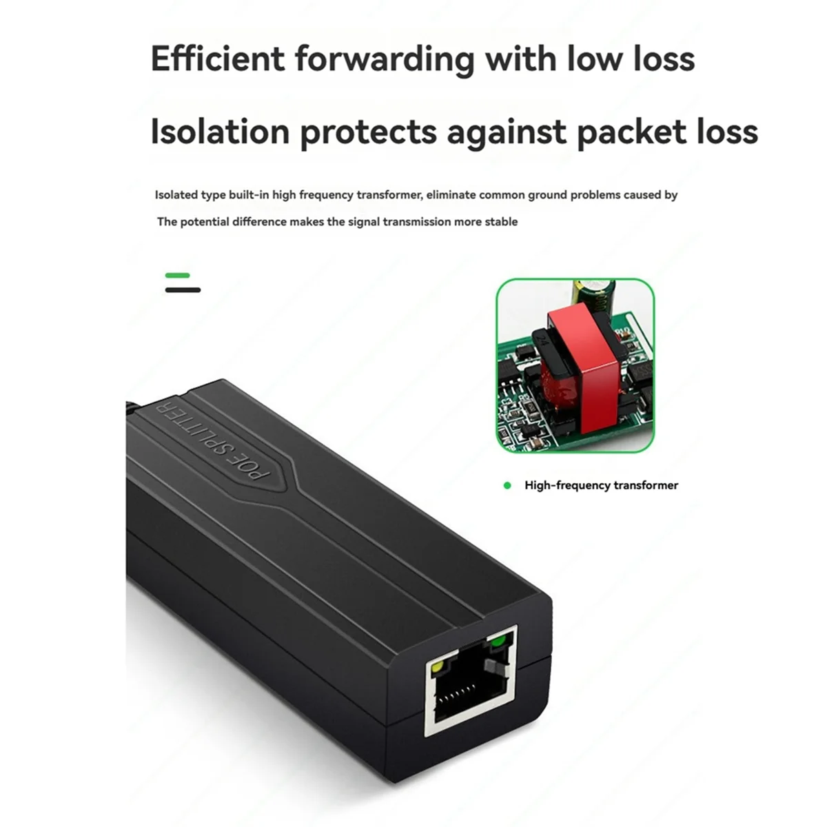 ABJZ 48V to 5V POE Splitter Adapter Active Adaptive Separator Isolated Injector DC 5.5x2.1mm Port for 100M Camera