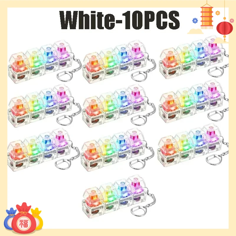 2026Transparent Luminous Keyboard Keychain, Color Changing Flash Press Fidget Toy, Cute Bag Pendant, Stress Relief Gift