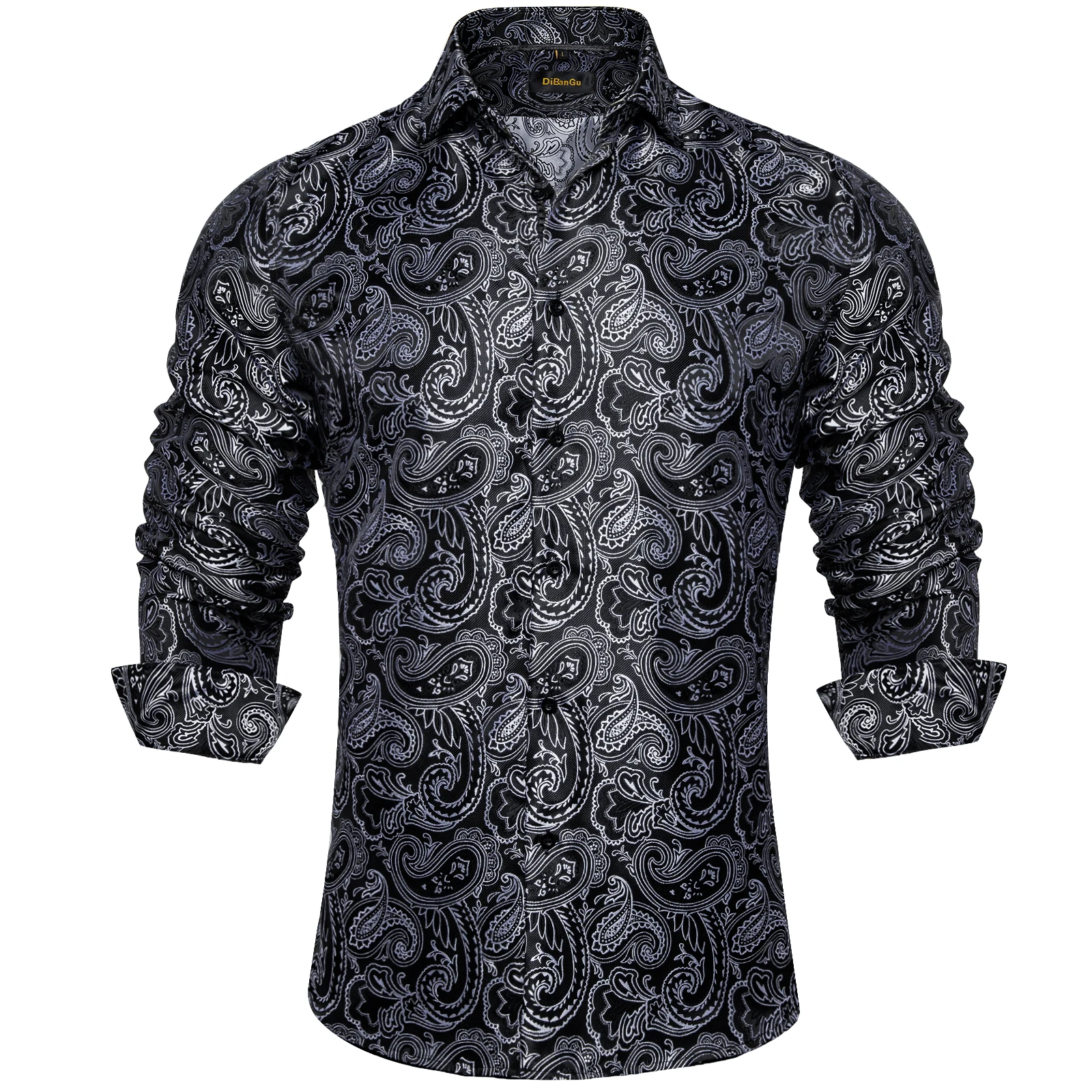NONE Long Sleeve Silk Shirt Black 8