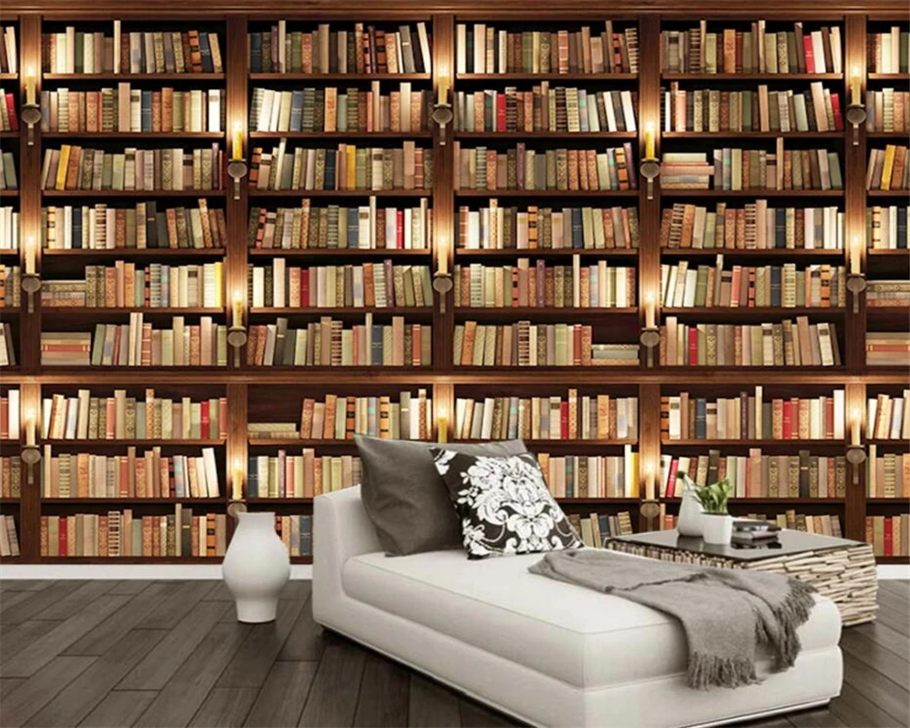 

Custom Wallpaper 3d stereo bookshelf bookcase background Living Room Bedroom TV Background Mural photo 3d wallpaper