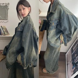 Denim Jacket Womens Clothing Loose Korean Spring Autumn Jean Coat Female Retro Design Sense Fashion Versatile Outerwear Tops