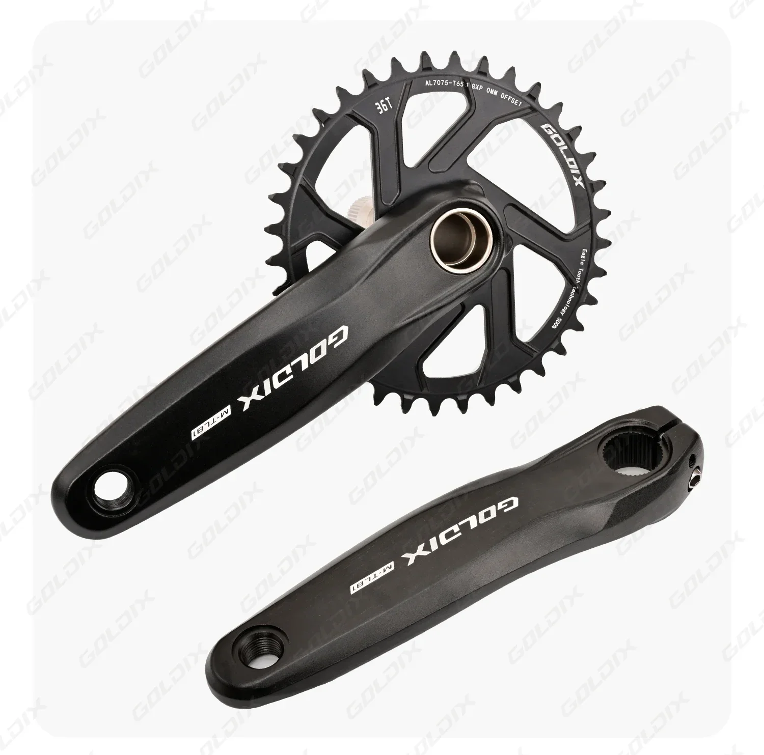 GOLDIX Hochfeste Fahrradkurbelgarnitur 175/170/165mm Geschmiedeter Legierungs-Kurbelarm 3-Bolzen-Direktmontage Schmal-Breit-Kettenblatt für MTB-Fahrrad – Detail 10