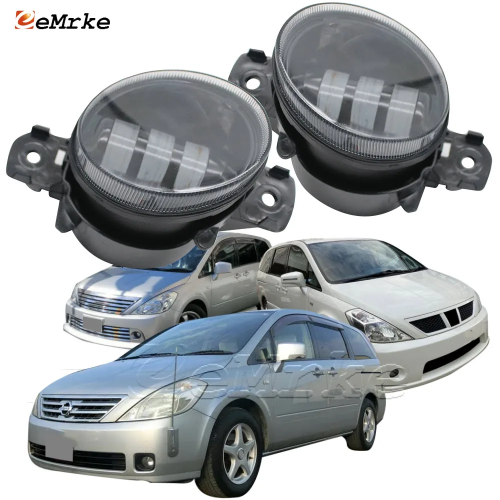 

2x LED Fog Lights Assembly w/ Lens White/Yellow for Nissan Presage U31 Presage Rider Highway Star 2003 2004 2005 DRL 12V H11