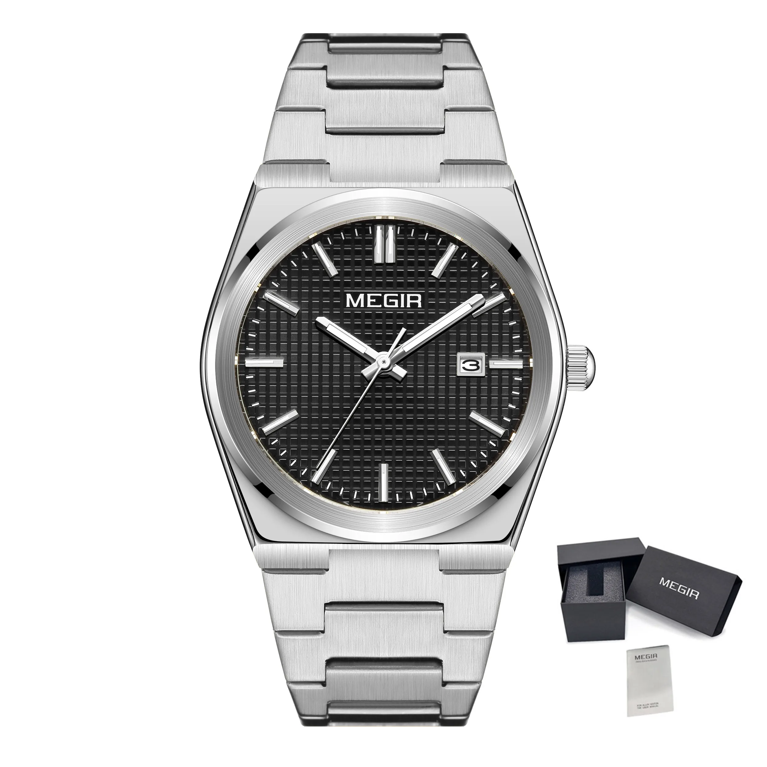 

MEGIR Luxury Original Man Clock Date Luminous Waterproof Stainless Steel Men Wristwatch Business Fashion Quartz Men's Watches