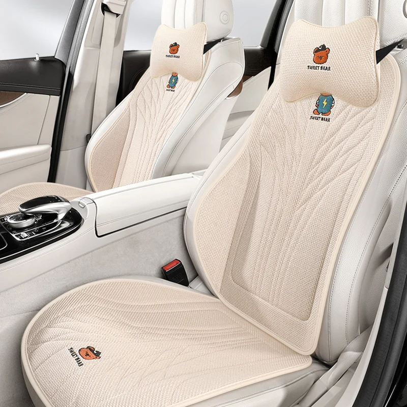 

5-местные высококачественные льняные чехлы на автомобильные сиденья +2 подголовника - мягкие, дышащие и прочные для прохладного летнего комфорта, для большинства автомобилей.