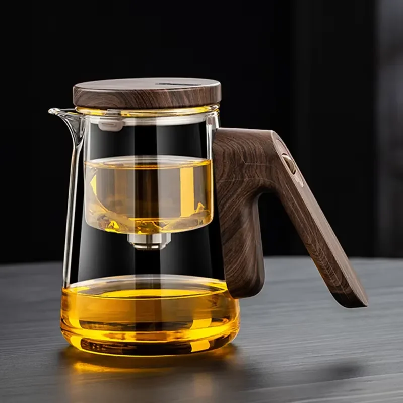 Heat Resistant Glass Teapot with Magnetic Floating Infuser One Touch Automatic Filter Classic Design for Home Office Tea