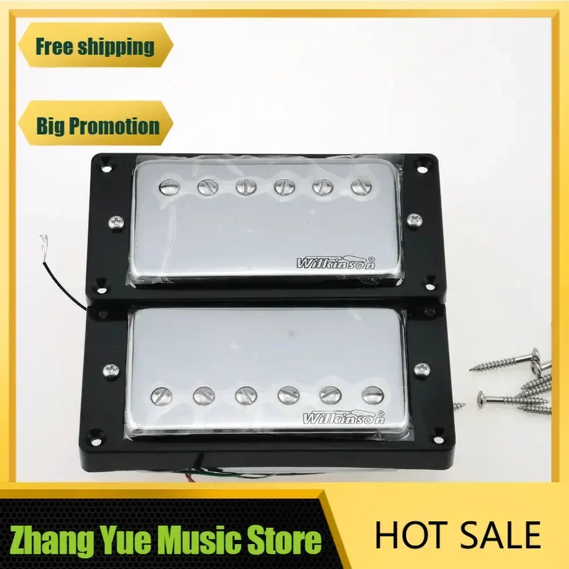 

Q-X Music Store-Wilkinson LP Pickups Humbucker Ceramics Electric Guitar Pickups Silver cover 4C Wire
