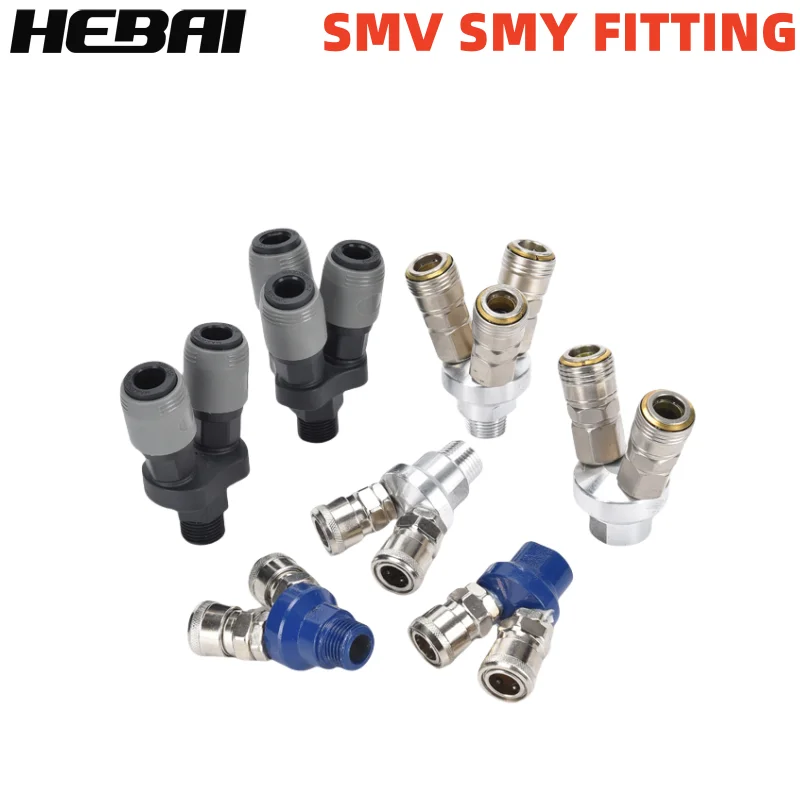 HEBAI Quick-plug Fitting C(JP)-type Multitube Air Coupler SMV SMY OSMV OSMY Round Tee Air Fitting SML Straight Pneumatic Fitting