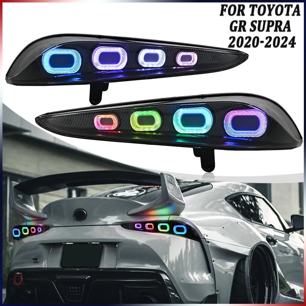 

1 пара светодиодных задних фонарей RGB из углеродного волокна в сборе для Toyota GR Supra 2020-2024 задние фонари указателя поворота Plug and Play