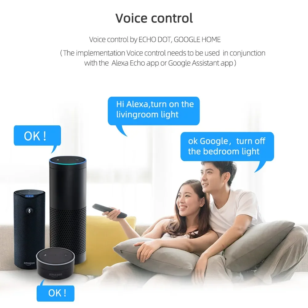 Dawnjoy Smart WiFi Light Switch Push Button Wall Switch neutral Wire Smart Life Control Works With Alexa Google Home Alice