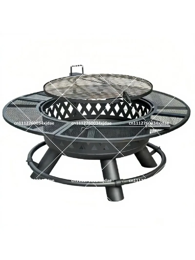Outdoor BBQ Grill Firewood Stove Patio Fire Pit Table Charcoal Braai Rack Backyard Campfire Tea Brewing Set