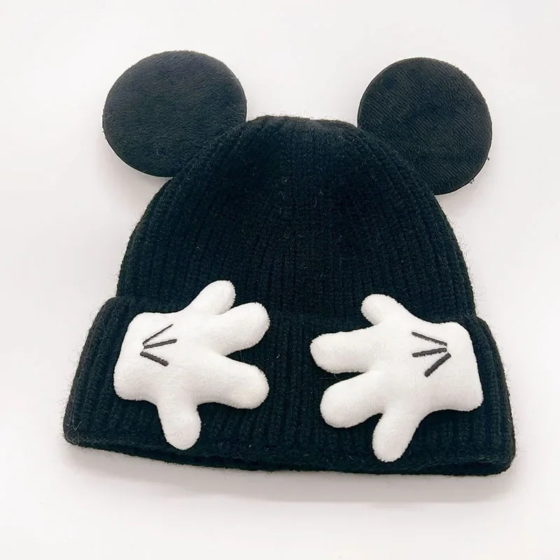  Cute Mouse Ear Knitted Hat For Children/Adult Baby Cartoon Solid Color Warm And Cold Proof Knitted Caps Winter Thickened Warm
