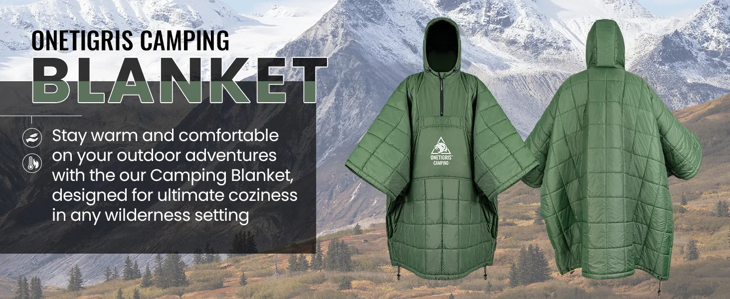 OneTigris Poncho met 3M Thinsulate-isolatie, warme waterdichte deken, grote zakken, draagbare capuchondeken voor buiten, wandelen, reizen, groen OneTigris Poncho met 3M Thinsulate-isolatie, warme waterdichte deken, grote zakken, draagbare capuchondeken voor buiten, wandelen, reizen, groen