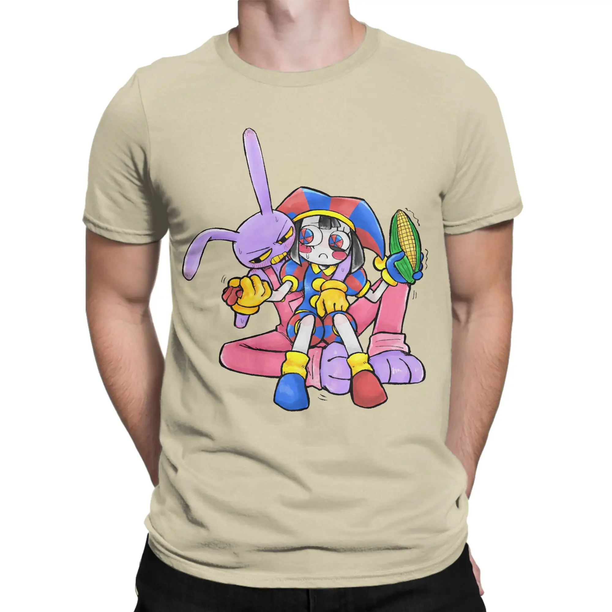 Pomni And Jax Cartoon Digitals Circus T-Shirts Men Fashion Pure Cotton Tee Shirt Crewneck Short Sleeve T Shirts Party Tops
