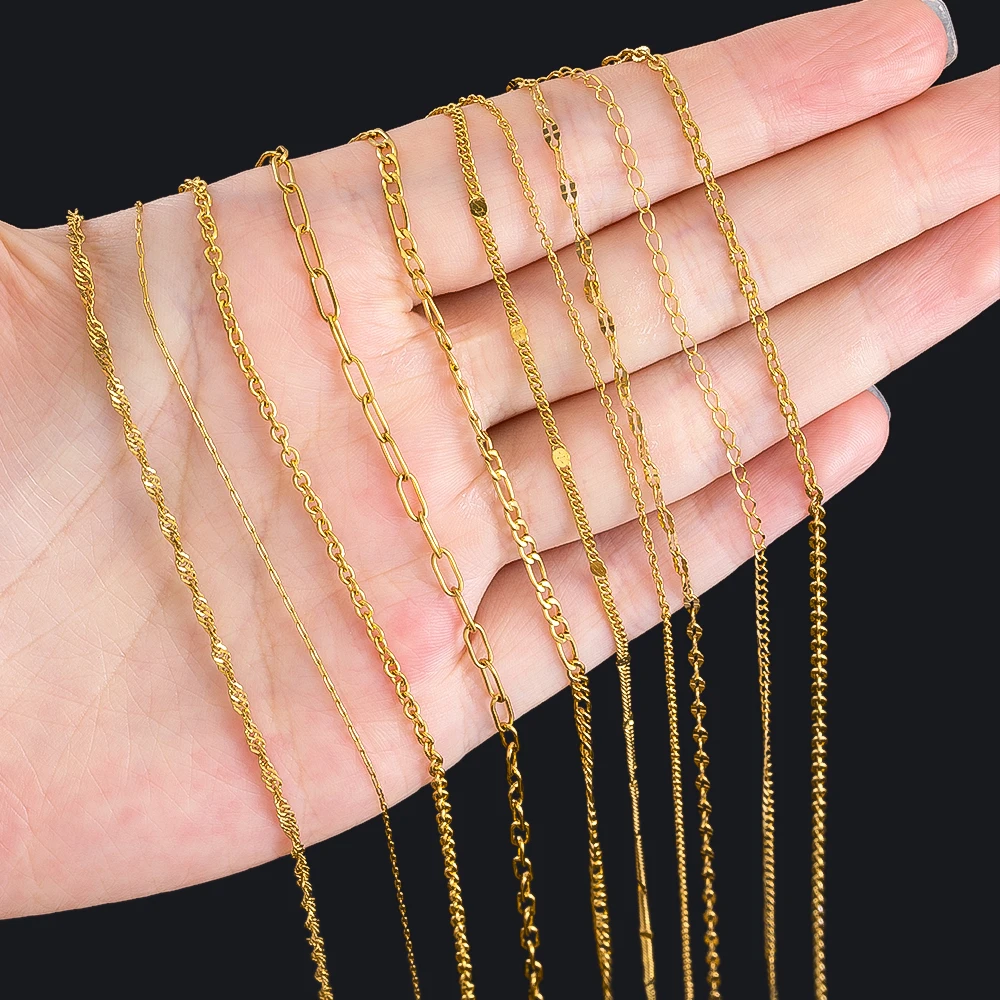 Catene per labbra placcate in oro in acciaio inossidabile non sbiadito da 1M 2M Catena fai da te per cucito Collana Bracciale Creazione di gioielli Accessori