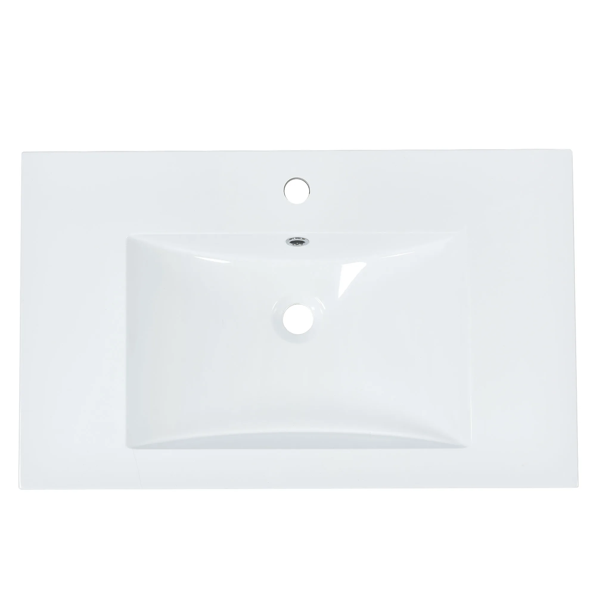 30x18 inch White Rectangular Single Hole Bathroom Resin Sink Vanity Top  (faucet and cabinet not included)