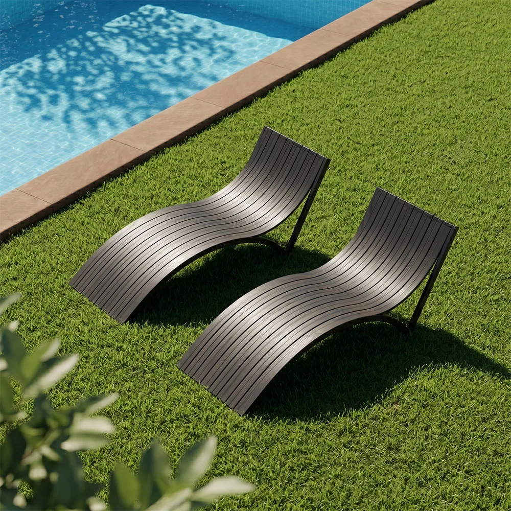 Aluminum Outdoor Recliner Chair for Swimming Pool. Luxury Aluminum Patio Chaise Lounge Chair for Hotel Resort Poolside