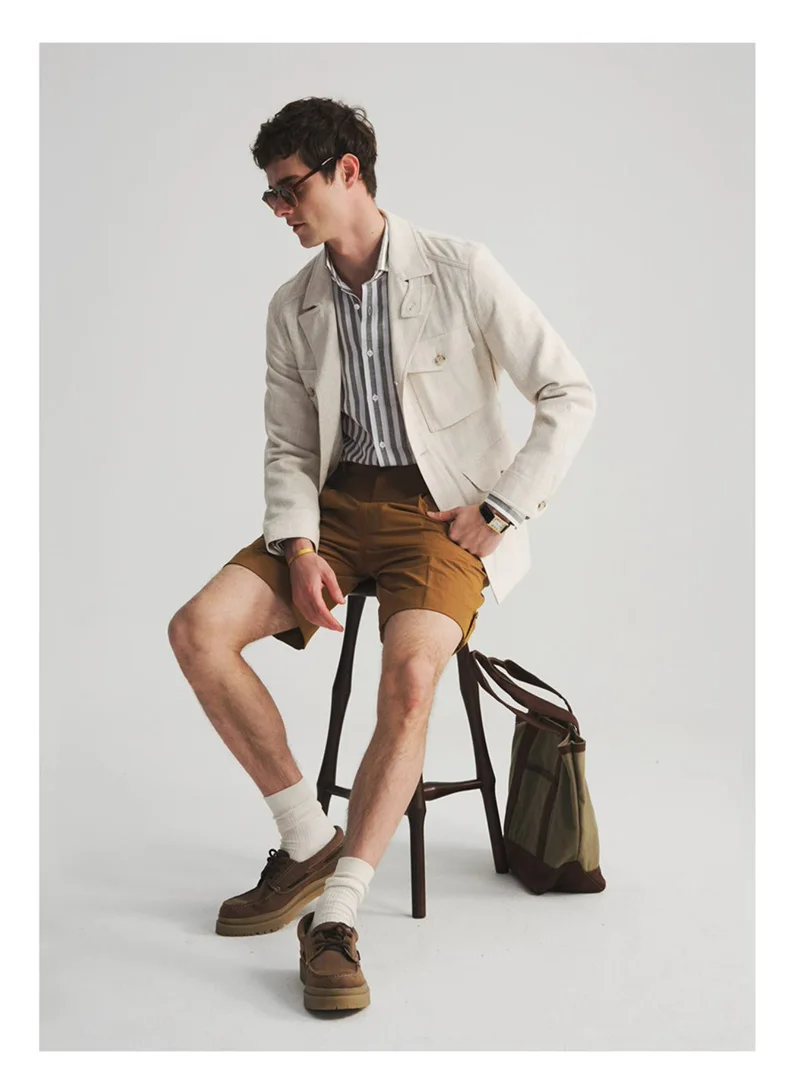 Fengbaoyu Natural Linen Men's Coat American Casual Shirt Retro Style Comfortable Men's Clothing Spring-Autumn view 3