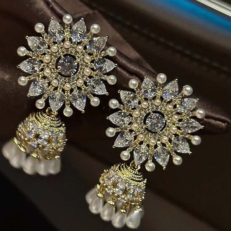 vintage-sunflower-pearl-jhumka-dangle-earrings-inlaid-cubic-zirconia-bell‑shaped-tassel-drop-earrings-women-daily-statement-ear