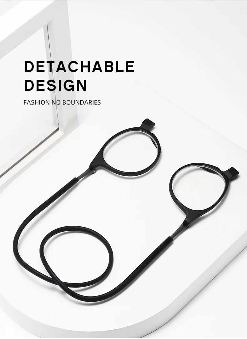 Hängender Hals TR90 Lesebrille Herren Damen Anti-Blaulicht Tragbare ultraleichte Computerbrille Rundrahmen Herrenbrille – Detail 2