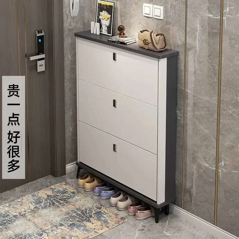 Ultra-Thin Shoe Cabinet Home Doorway Extremely Narrow Tilting Storage Fantastic Space-Saving Rack