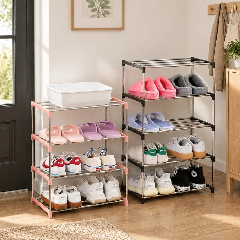 Compact 3-4 Level Shoe Rack with Multi-Tier Design for Optimal Home Organization