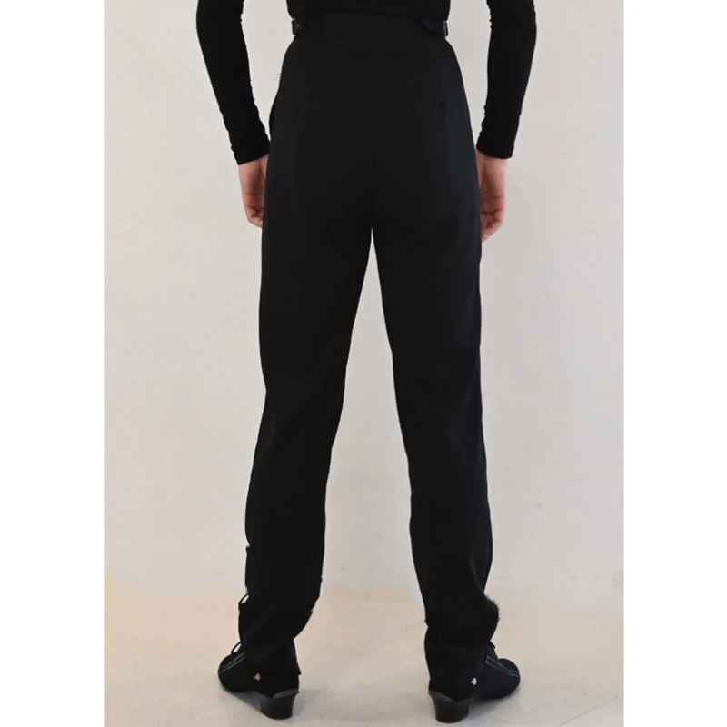 2024 Latin Dance Competition Pants For Men Black Adjustable Waist Trousers Ballroom Dance Performance Practice Clothes DNV19442