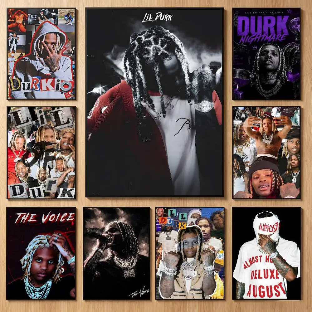 Trap Rapper L-Lil Durk Poster Classic Self-Adhesive PP Wall Sticker for Living Room Bar Decor Gift