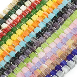 6x5.5mm Stripe Nepal Lampwork Glass Beads Multicolor Cube Loose Spacer Beads for Jewelry Making DIY Earring Necklace Bracelet
