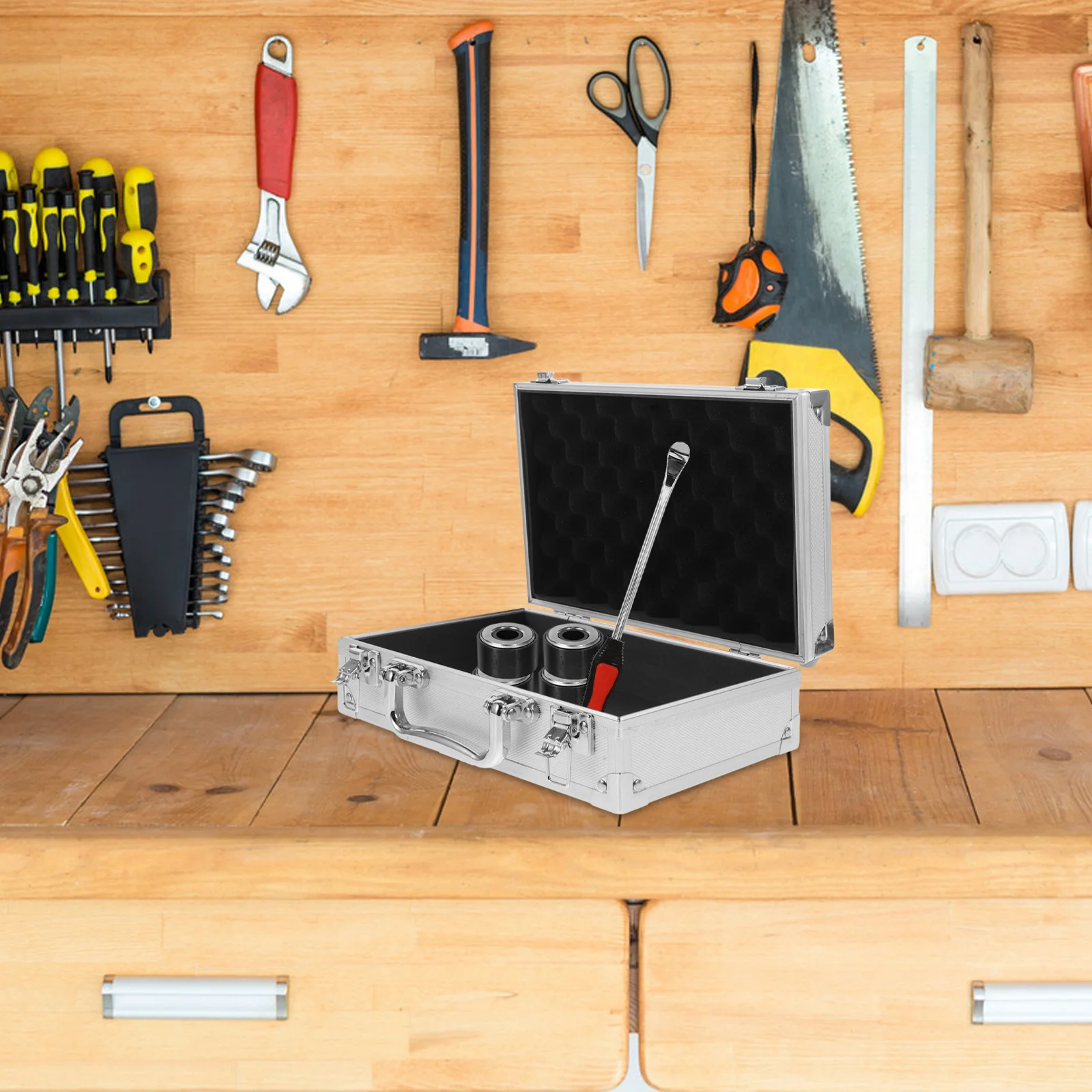 صندوق أدوات من سبائك الألومنيوم متعدد الوظائف، صندوق تخزين صغير الحجم، أدوات محمولة، منظم صندوق أدوات محمول