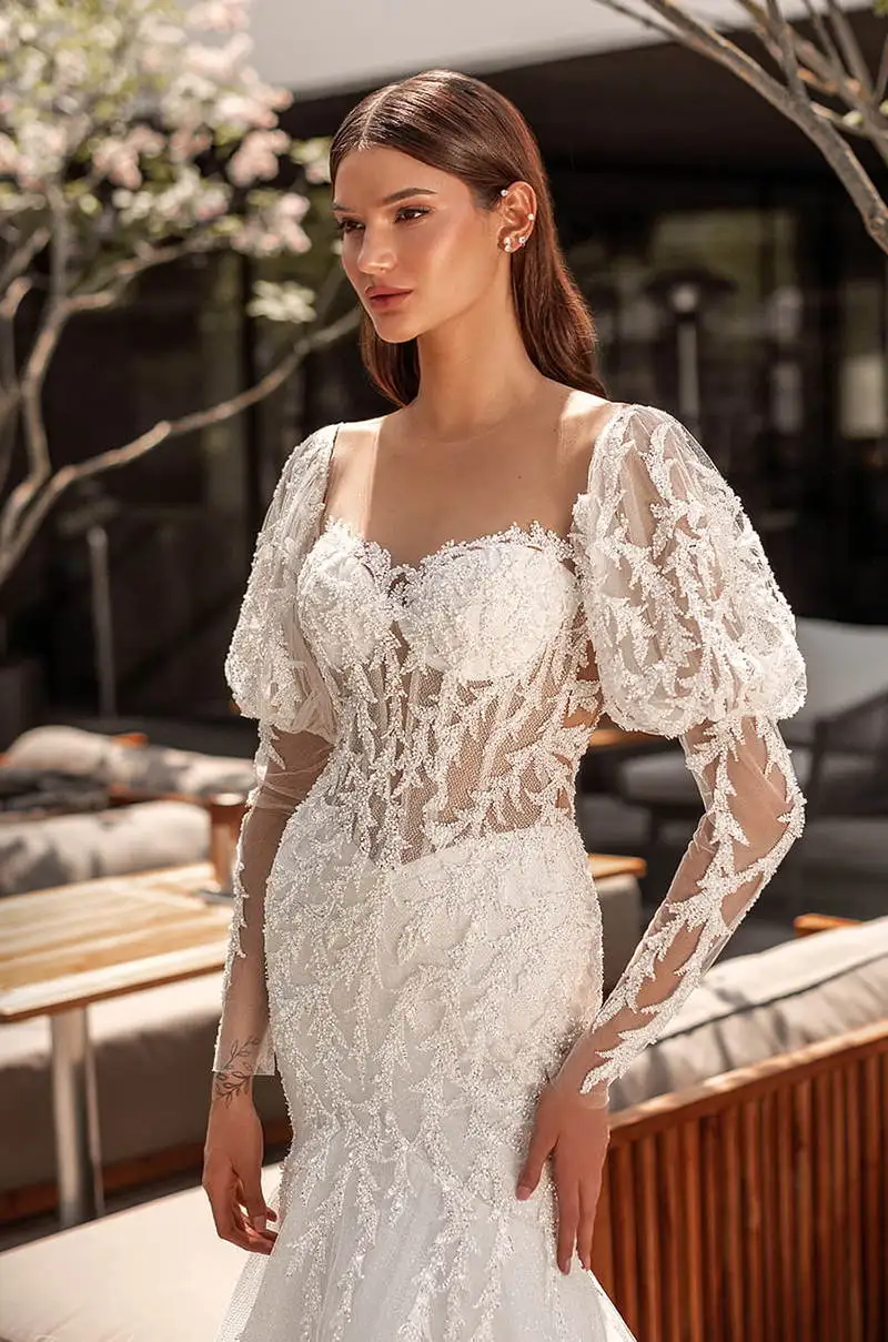 Classic Mermaid Gown Wedding Dresses Appliques Pattern Lace Bridal Gowns Big Size Vestidos De Novia Colour Customized
