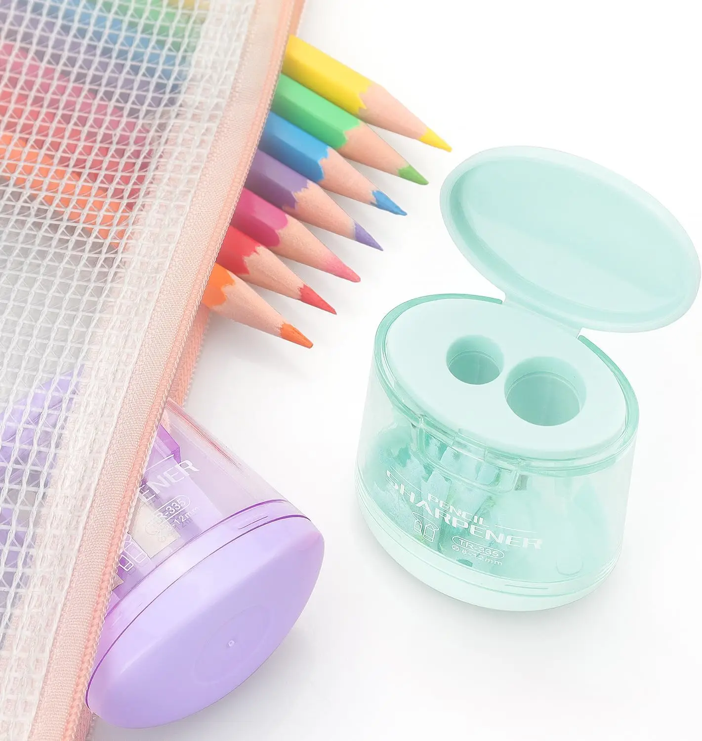 4-Pack Dual Hole Manual Pencil Sharpeners, Compact & Colorful for Kids School Office Use view 3