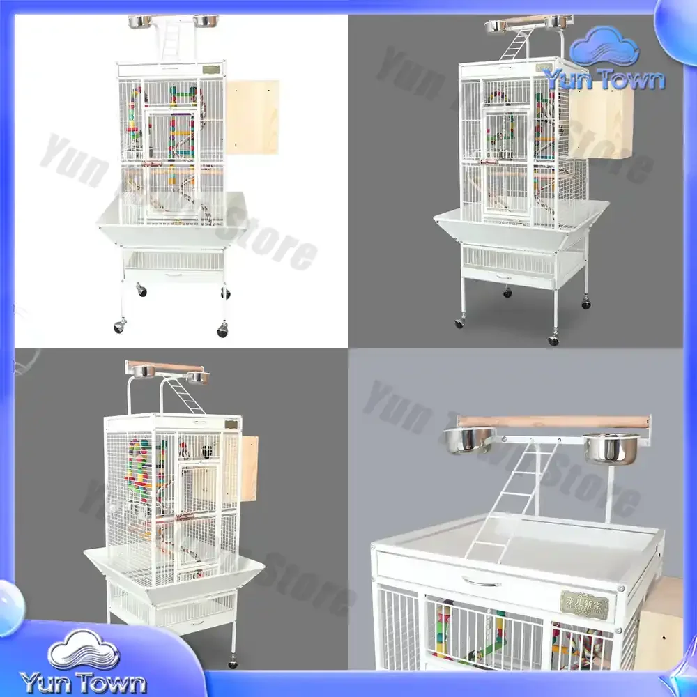 High-End Metal Luxury Birdcage for Parrots New Home Bird Breeding Cage with Button Closure Solid Pattern Box Packing for Pets