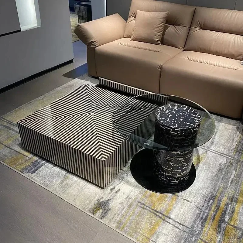 

Y16 New coffee table combination living room household modern simple small apartment tempered glass square coffee table