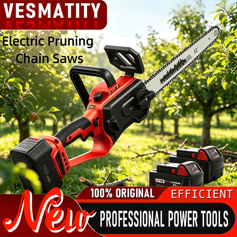 12 inch cordless chainsaw electric saw with automatic oiler for tree felling and logging wood cutting for Milwaukee battery