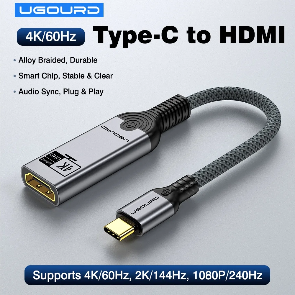Image of 20cm USB-Typ-C zu HDMI Buchse Adapter 4K 60Hz 30Hz Telefon Kabelgebundenes Spiegelungskabel HDMI-Konverter Vollkupferkern Vergoldeter Anschluss