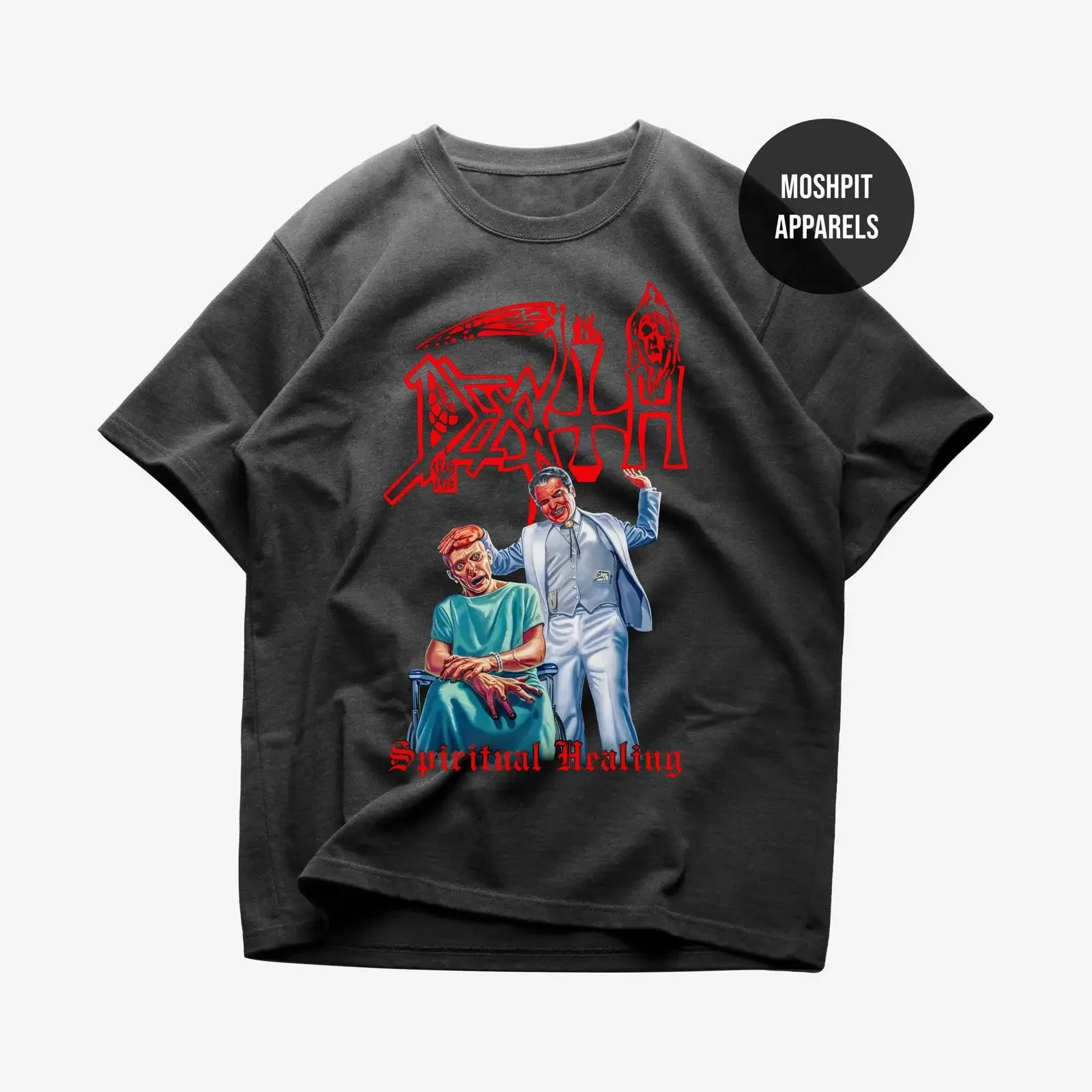 Camiseta Death, Música Metal, Sanación Espiritual, Merchandising del Álbum, Ropa Rockera, Estilo Vintage Lavado, Prenda Urbana para Uso Diario
