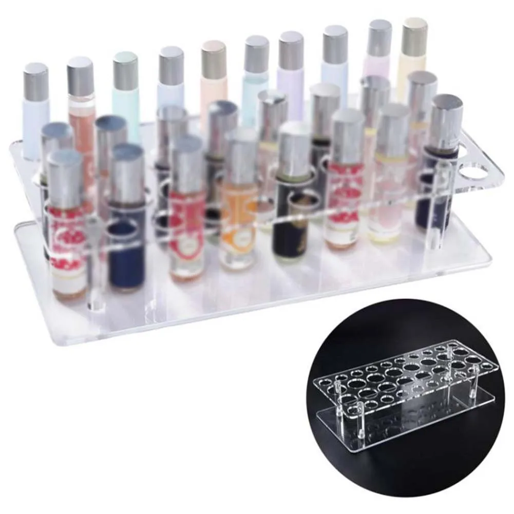 Multi Functional Acrylic Organizer with 36 Storage Slots for Rollerball Perfumes Lipsticks and Makeup Tools Clear and