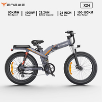 ENGWE X24 Foldable Adult Electric Bike Electrical Road Bicycle 48V 29.2Ah Fatbike MTB E-bike 24 inches Mountain Ebike