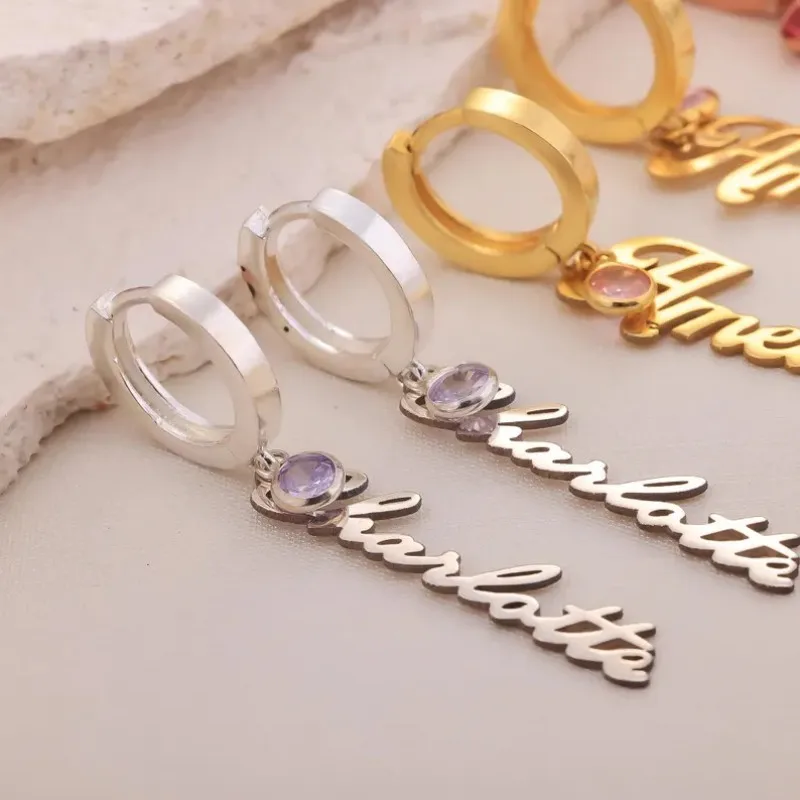 

Customized Name Stud Earrings In Stainless Steel December Birthstone Gold Stud Earrings Gifts For Her Dropshipping