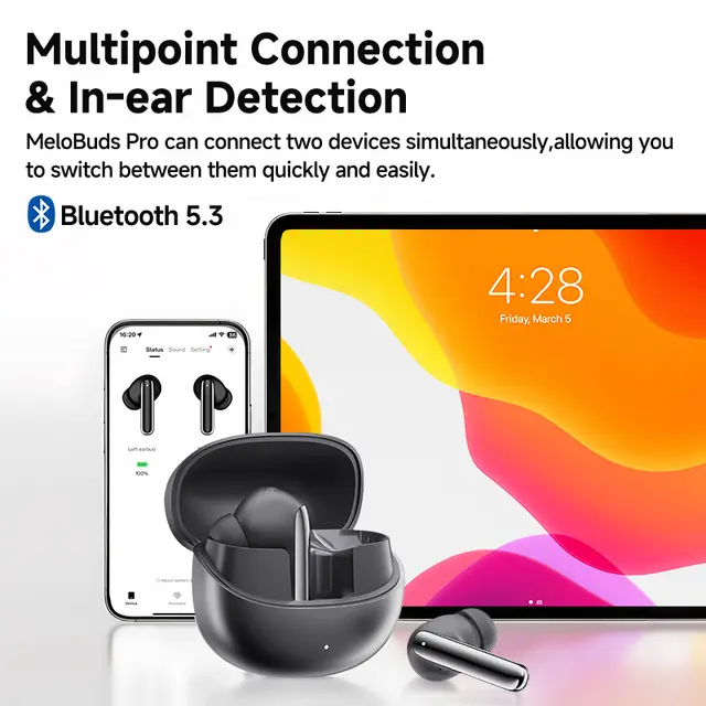 Qcy melodats pro 46db anc אוזניות אלחוטיות מסוג hi-res ldac, תמונה 6